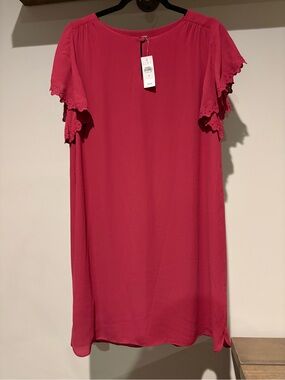 LOFT Hot Pink Flutter Sleeve Tunic Dress